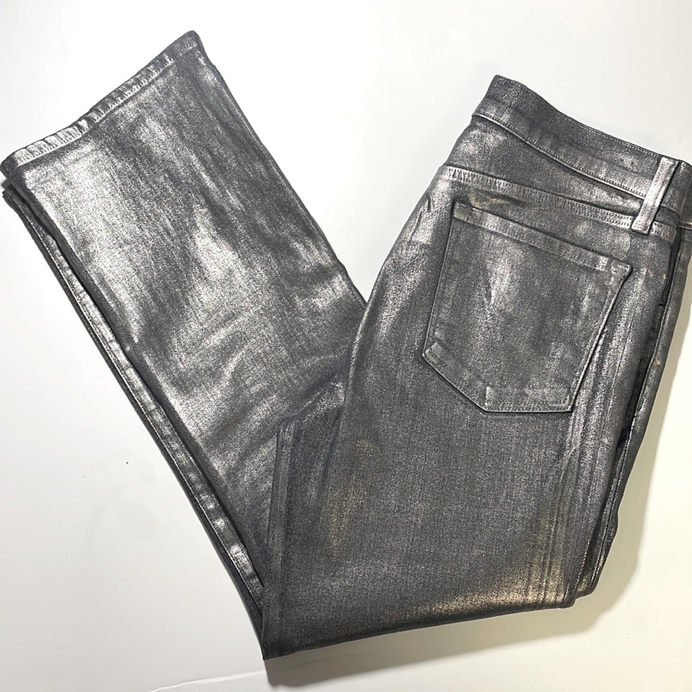 J. Brand womens 29 silver metallic coated Selena crop fitted denim jeans EUC